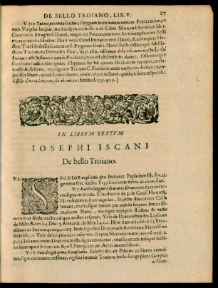 In Librum Sextum Josephi Iscani De bello Troiano.