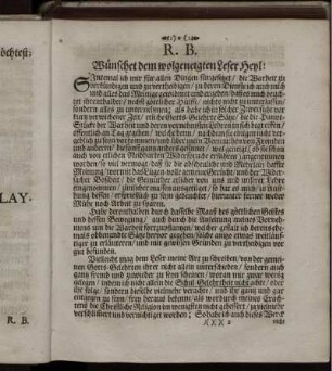 R. B. wünschet dem wolgeneigten Leser Heyl!