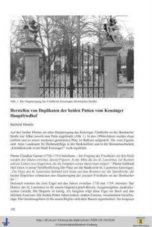 Herstellen von Duplikaten der beiden Putten vom Kenzinger Hauptfriedhof