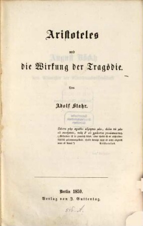 Aristoteles und die Wirkung der Tragödie