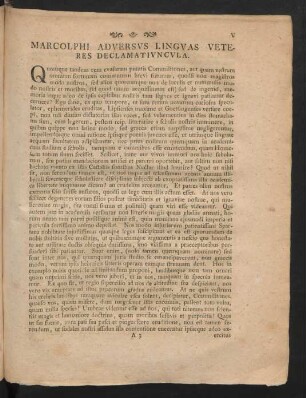 Marcolphi Adversus Linguas Veteres Declamatiuncula.
