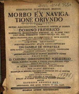 Dissertatio Inavgvralis Medica De Morbo Ex Navigatione Orivndo