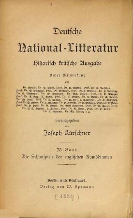 Die Schauspiele der englischen Komödianten