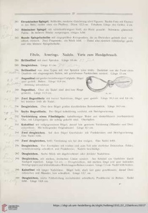 Fibeln. Armringe. Nadeln. Varia zum Handgebrauch (Nr. 284-417)