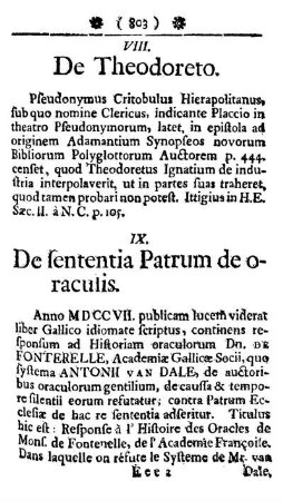 IX. De sententia Patrum de oraculis.