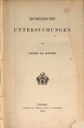 Homerische Untersuchungen, 1