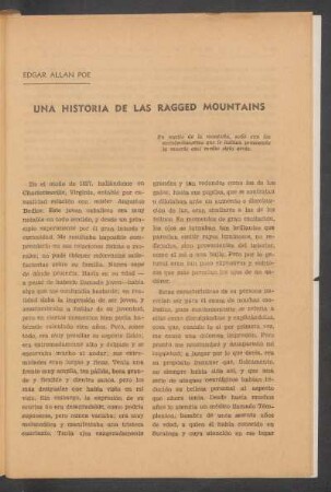 Una historia de las Ragged Mountains : En medio de la montaña, soñó con los acontecimientos que le habían provocado la muerte casi medio siglo atrás.
