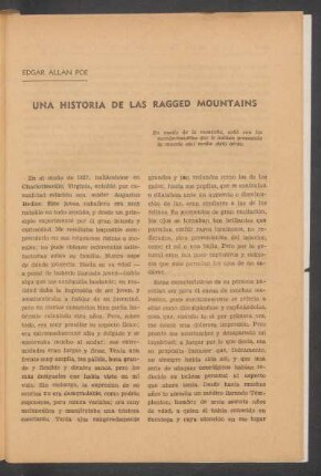 Una historia de las Ragged Mountains : En medio de la montaña, soñó con los acontecimientos que le habían provocado la muerte casi medio siglo atrás.