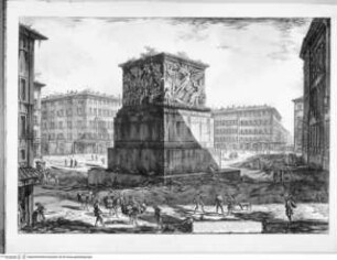 Trofeo o sia Magnifica Colonna Coclide ..., Die Säule des Antoninus Pius, Basis, Gesamtansicht mit der Piazza Montecitorio