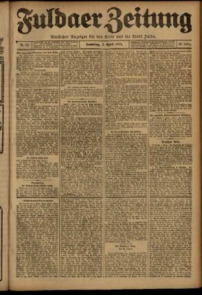 Erste Ausgabe vom Samstag, den 02. April 1921.