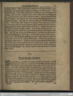 XII. Das fünffte Gebott