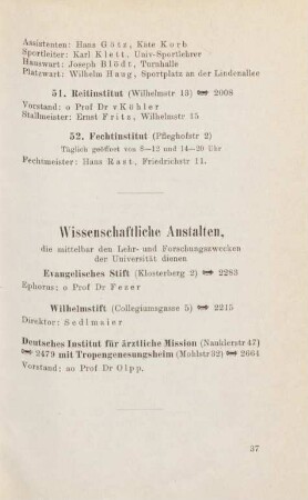 37, Wissenschaftliche Anstalten