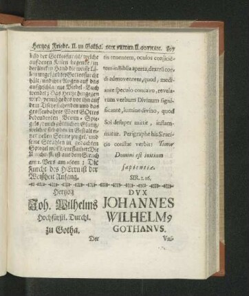 Herzog Joh. Wilhelms Hochfürstl. Durchl. zu Gotha.
