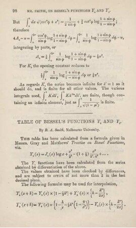 Table of Bessel's functions Y° and Y1