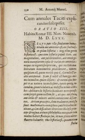 Cum annales Taciti explicandos suscepisset. Oratio XIII.