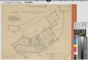 Warburg (Warburg) Posthaus Blatt 2 Grundriß Erdgeschoß, Nebengebäude 1925/1960 1 : 100 48 x 62 Bleistiftzeichnung Oberpostdirektion Münster