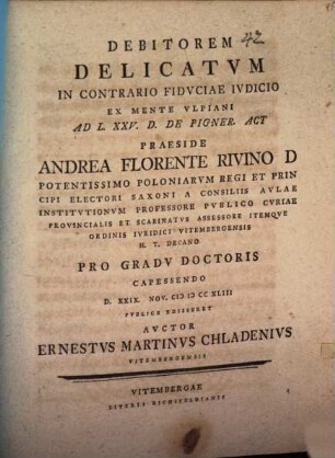 Debitorem delicatum in contrario fiduciae iudicio ex mente ulpiani ad L. XXV. D. de pigner. act