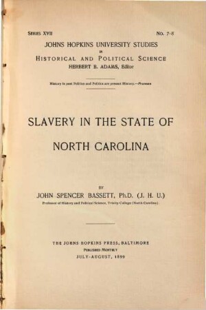 Slavery in the State of North Carolina