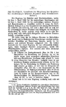 Denkschrift, betreffend die Regelung der Gehälter der etatsmäßigen höheren Beamten nach Dienstaltersstufen : [A. Behörden und Beamte]