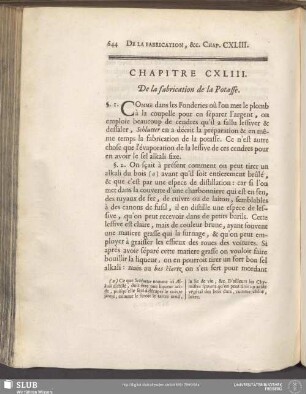 Chapitre CXLIII. De la fabrication de la Potasse