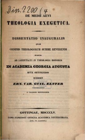 De medii aevi theologia exegetica : dissertatio inauguralis