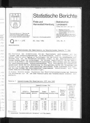 Investitionen für Umweltschutz im Verarbeitenden Gewerbe 1982 : Lfd. Nr. 3