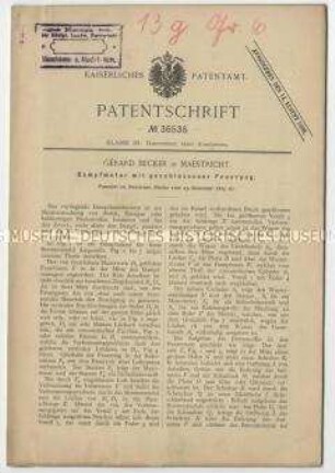 Patentschrift eines Dampfmotors mit geschlossener Feuerung, Patent-Nr. 36535