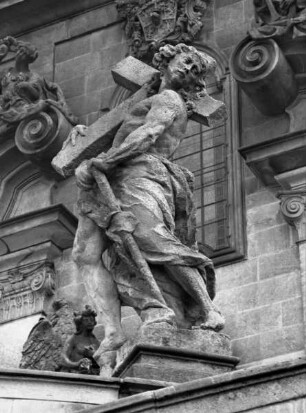 Skulptur, allegorische Darstellung: "Die Gerechtigkeit" (Original). Skulptur aus der Reihe "Die zwölf Tugenden"