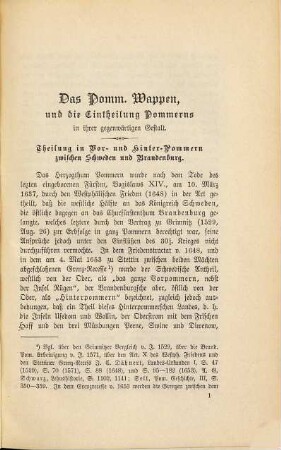Pommersche und Rügische Geschichtsdenkmäler oder alte historische Berichte und Urkunden, welche die Geschichte Pommerns und Rügens betreffen, 7. Die Entwicklung des Pommerschen Wappens im Zusammenhang in den Pommerschen Landestheilungen