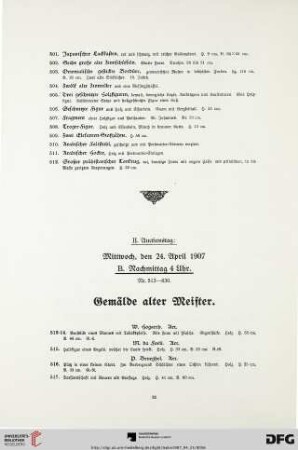 II. Auctionstag: Gemälde alter Meister (Nr. 513-630)