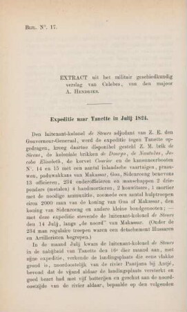 Bijl. No. 17. Extract uit het militair geschiedkundig verslag van Celebes, van den majoor A. Hendriks