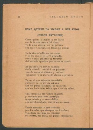 Como quiere la madre a sus hijos : (Desde entonces)