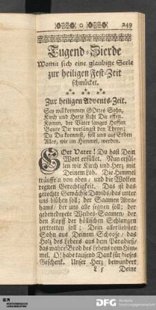 Tugend-Zierde Womit sich eine glaubige Seele zur heiligen Fest-Zeit schmücket.