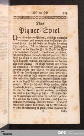 Das Piquet-Spiel.
