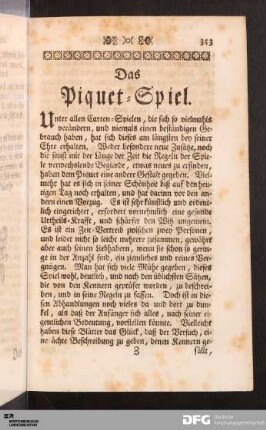 Das Piquet-Spiel.