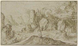 Felsige Küstenlandschaft mit Figuren