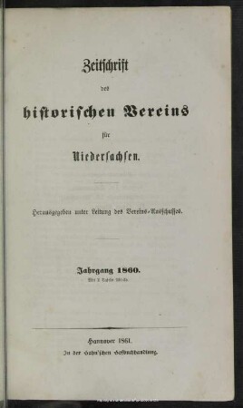 [26.]1860(1861): Zeitschrift des Historischen Vereins für Niedersachsen