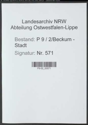 Sterberegister Standesamt Beckum-Stadt