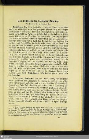 Das Blütezeitalter klassischer Dichtung : Von Klopstock bis zu Goethes Tod