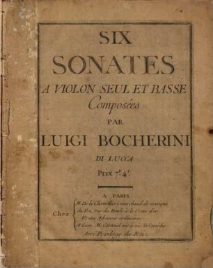 Six sonates a violon seul et basse