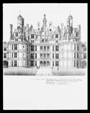 Chambord (Loir-et-Cher), Schloss, Mittelbau von Norden