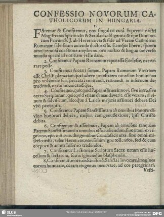 Confessio Novorum Catholicorum In Hungaria