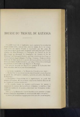 Bourse Du Travail Du Katanga.