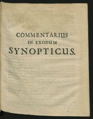 Commentarius In Exodum Synopticus.
