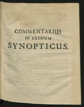Commentarius In Exodum Synopticus.