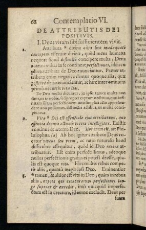 68-82, Contemplatio VI. De Attributis Dei propriis positivis
