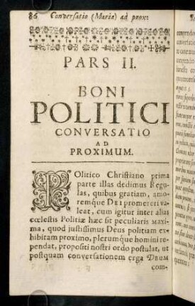86-203, Pars II. Boni politici conversatio ad proximum.