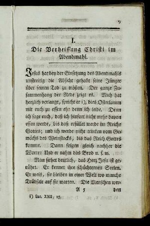 I. Die Verheissung Christi im Abendmahl.
