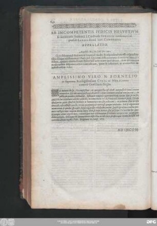 Amplissimo Viro N. Fornelio in suprema Burdegalensium Curia ac Neracensi camerâ Consiliario Regio.