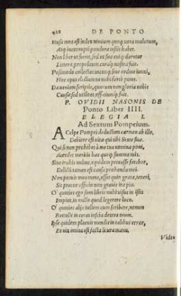 P. Ovidii Nasonis De Ponto Liber IIII.